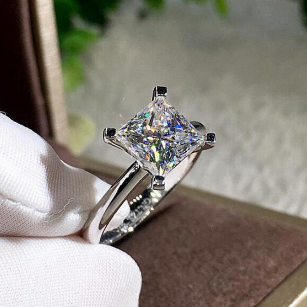 NEW 2ct Princess Cut Solitaire Diamond Ring